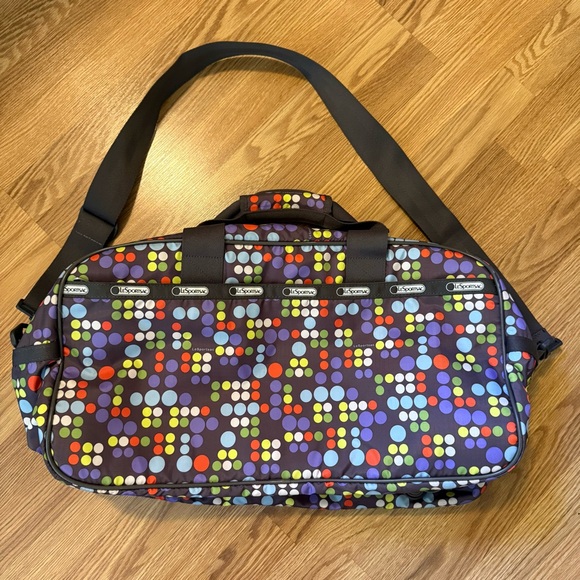 Lesportsac‎ Roomy Polka Dot Gray Duffle Bag - Picture 1 of 13